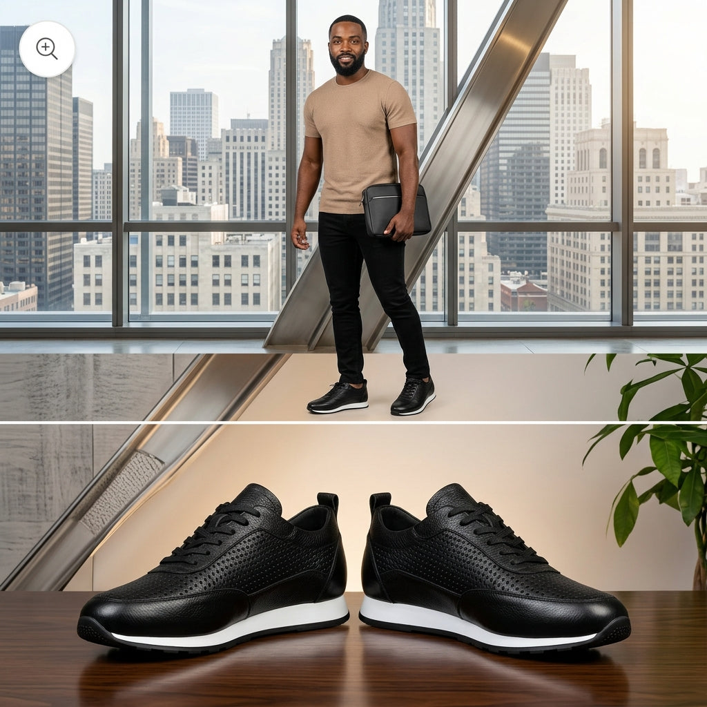 Chaussures de sport décontractées en cuir véritable pour hommes