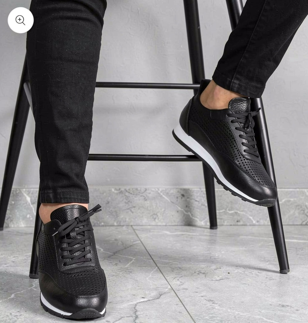 Chaussures de sport décontractées en cuir véritable pour hommes