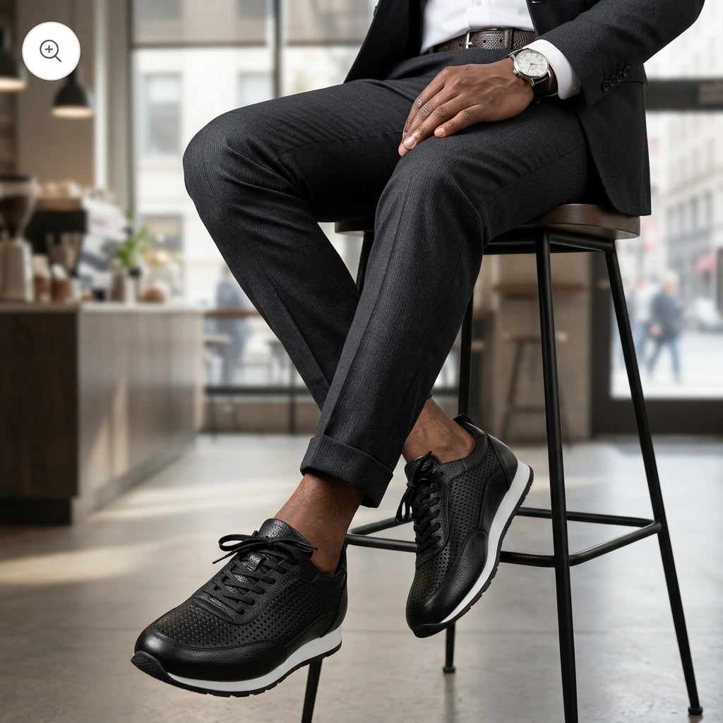 Chaussures de sport décontractées en cuir véritable pour hommes