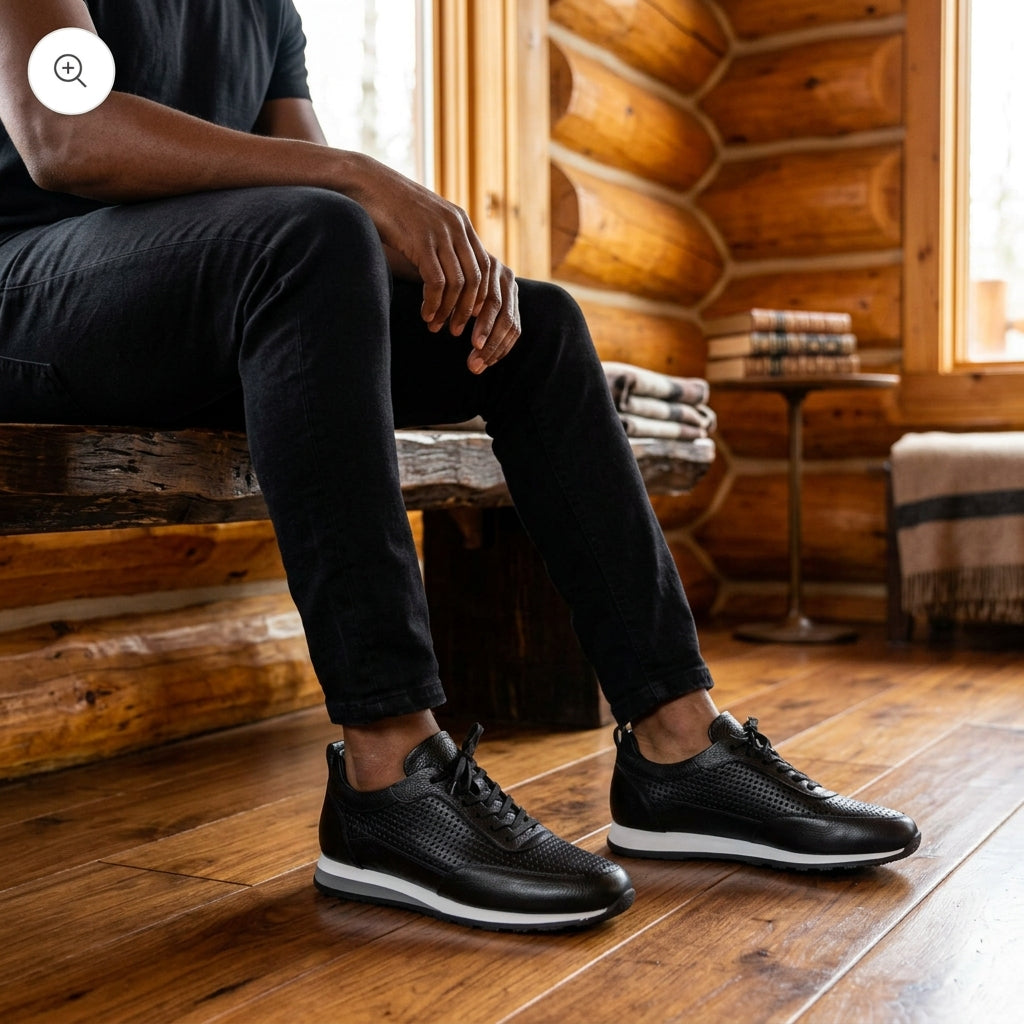 Chaussures de sport décontractées en cuir véritable pour hommes
