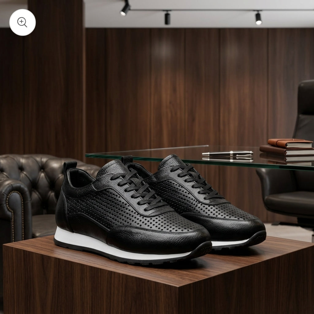 Chaussures de sport décontractées en cuir véritable pour hommes